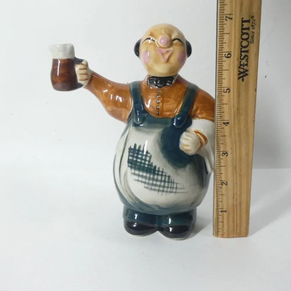 Figural Decanter Bottle Japan Vintage Waiter Bartender Novelty Caricature MCM